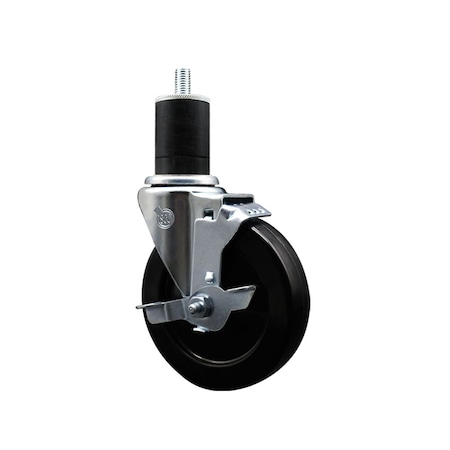 Service Caster 5'' Hard Rubber Swivel 1-3/4'' Expanding Stem Caster with Brake SCC-EX20S514-HRS-TLB-134
